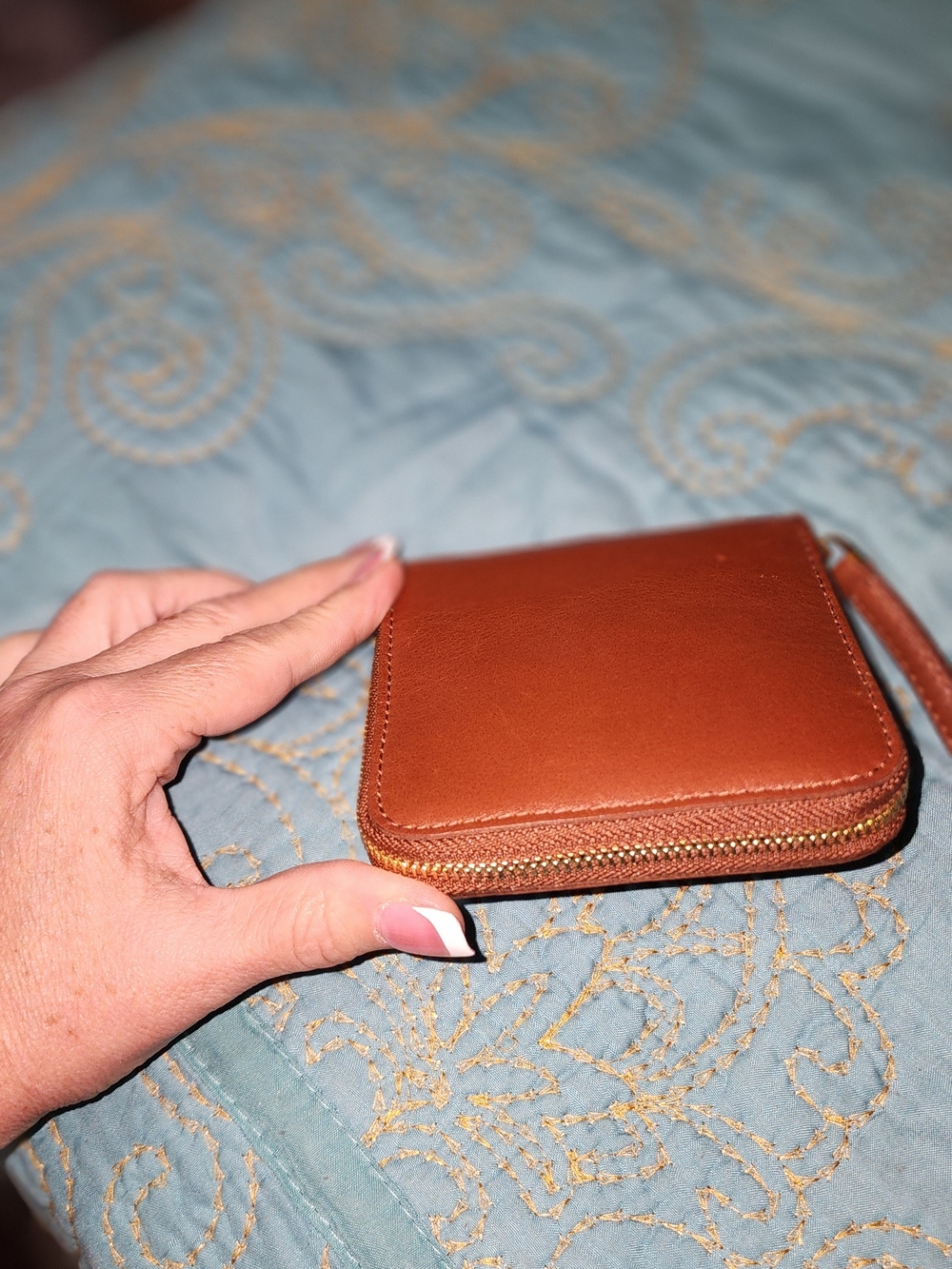 Compact Brown Leather Zip Wallet By MADEWELL